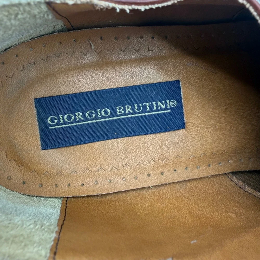 Giorgio Brutini Mens 11 D Burgundy Leather Cap Toe Oxford Dress Shoes Brazil
